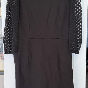 Boden Black Dress with Textured Sleeves
